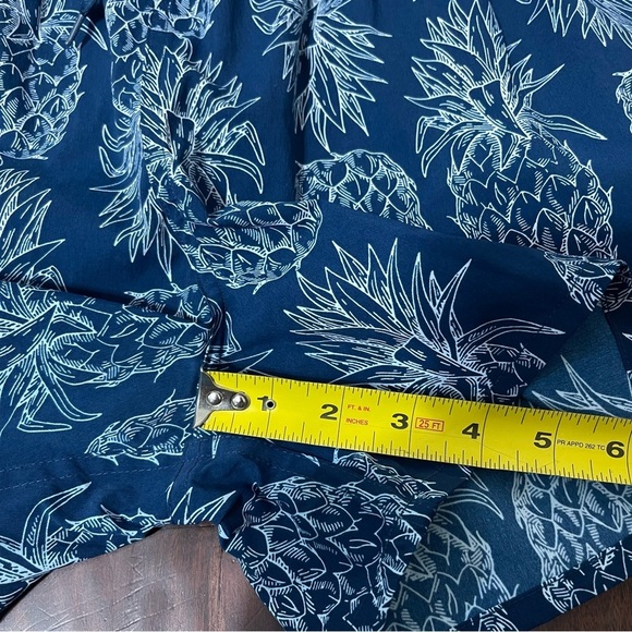 Lauren James Navy Pineapple Print Shorts Pockets Drawstring Size Large Nylon - Picture 6 of 7